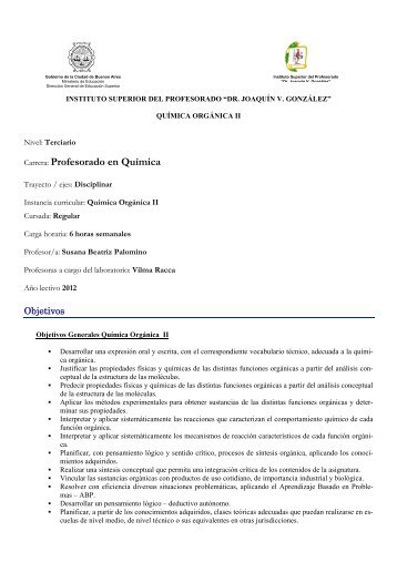 Carrera: Profesorado en QuÃ­mica - Las PÃ¡ginas de Ruben Labato