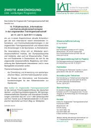 zweite ankündigung - Institut für Angewandte Trainingswissenschaft ...