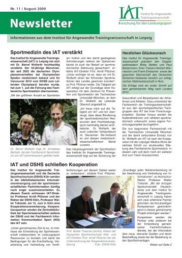 Newsletter - Institut für Angewandte Trainingswissenschaft Leipzig