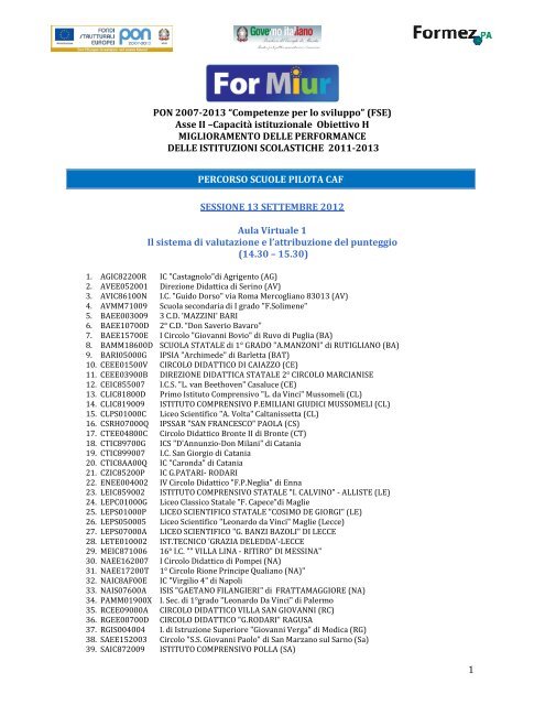 1 PON 2007-2013 âCompetenze per lo sviluppoâ (FSE) Asse II ...