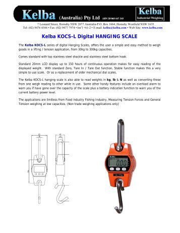 Kelba KOCS-L Digital Hanging Scale Brochure