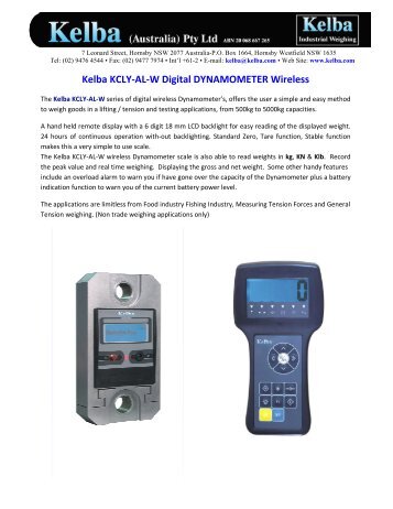 Kelba KCLY-AL Dynamomter Brochure