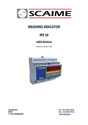 weighing indicator ipe 50 user manual