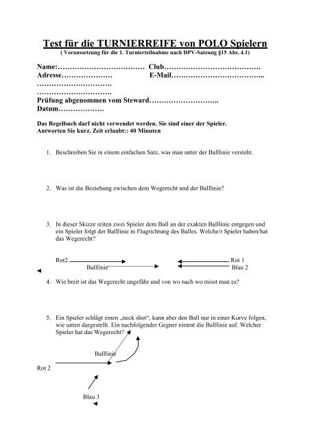 Test fÃ¼r die TURNIERREIFE von POLO Spielern - DPV Deutscher ...