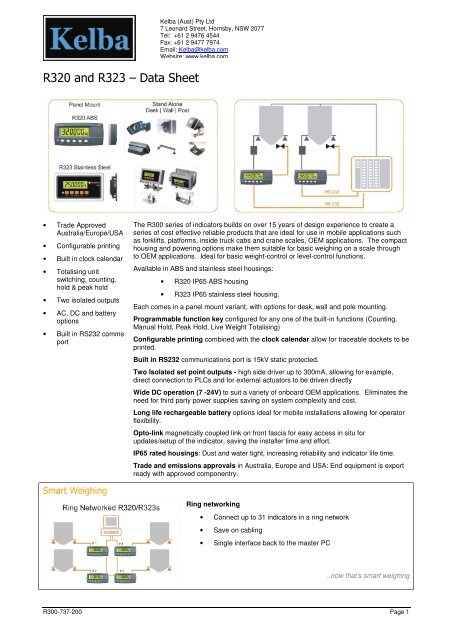 Rinstrum R320 Brochure - Kelba