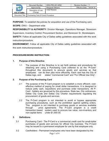 DWU-PRO-001-MSD P-Card Purchasing Procedure