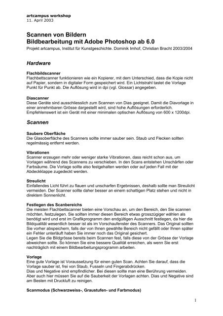 Scannen Von Bildern Bildbearbeitung Mit Adobe Photoshop Ab 6 0