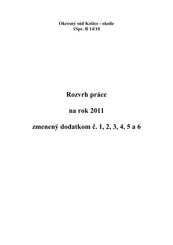Rozvrh práce - Ministerstvo spravodlivosti SR