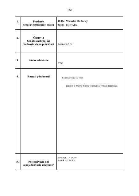 Rozvrh práce - Ministerstvo spravodlivosti SR