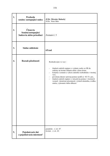 Rozvrh práce - Ministerstvo spravodlivosti SR