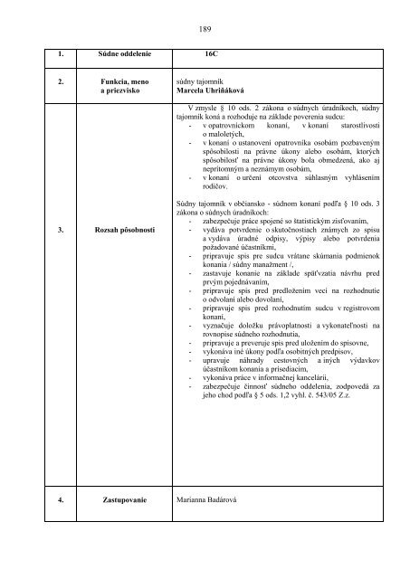 Rozvrh práce - Ministerstvo spravodlivosti SR