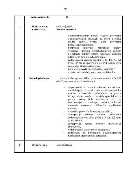 Rozvrh práce - Ministerstvo spravodlivosti SR