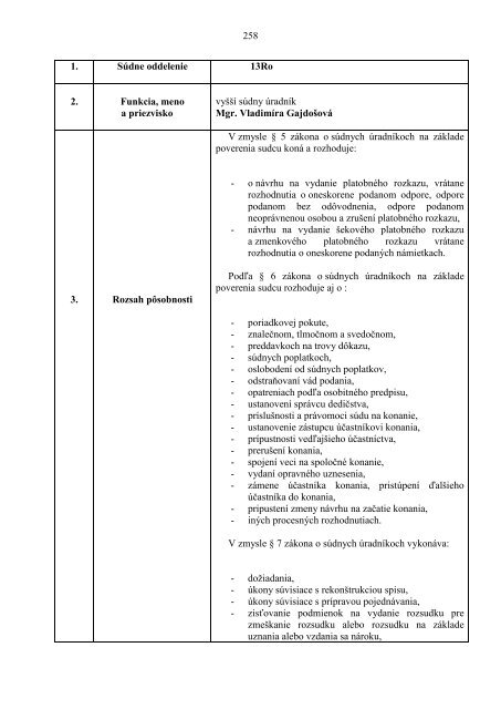 Rozvrh práce - Ministerstvo spravodlivosti SR