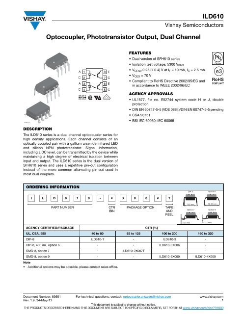 high reliability PHOTO transistor output 2 PCS sfh610a-4 Optocoupler 5300v RMS