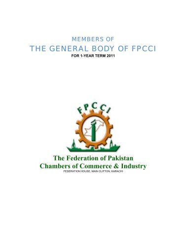 THE GENERAL BODY OF FPCCI - The Federation of Pakistan ...