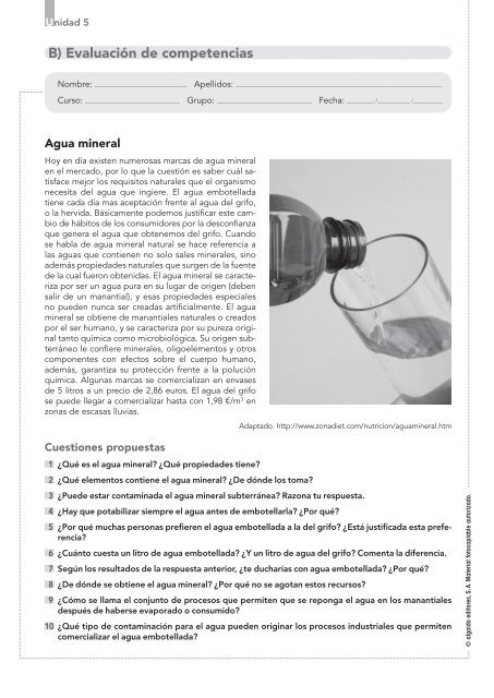 Unidad 5. PD Ciencias Naturales 1Âº ESO. - Algaida