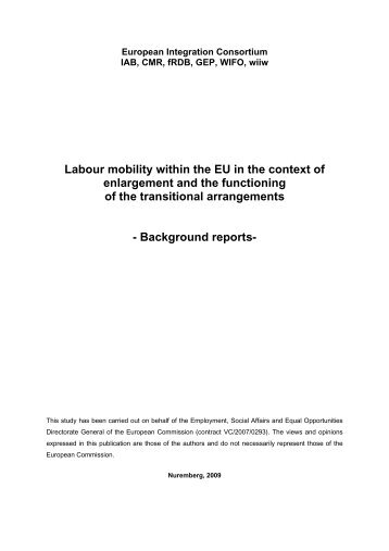 Labour mobility within the EU in the context of enlargement and the