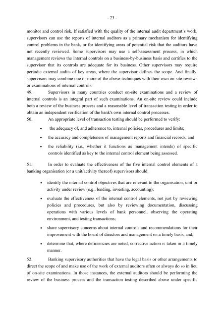 Framework for Internal Control Systems in Banking Organisations