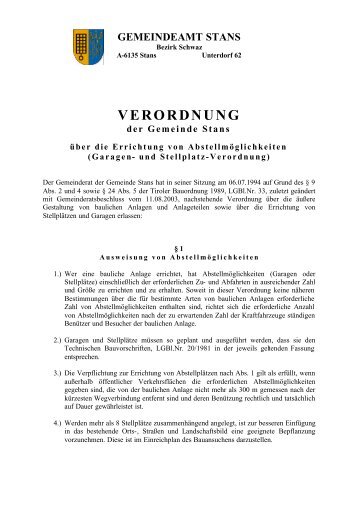garagen und stellplatzverordnung stellplatzverordnung der garagen und stellplatzverordnung stellplatzverordnung der