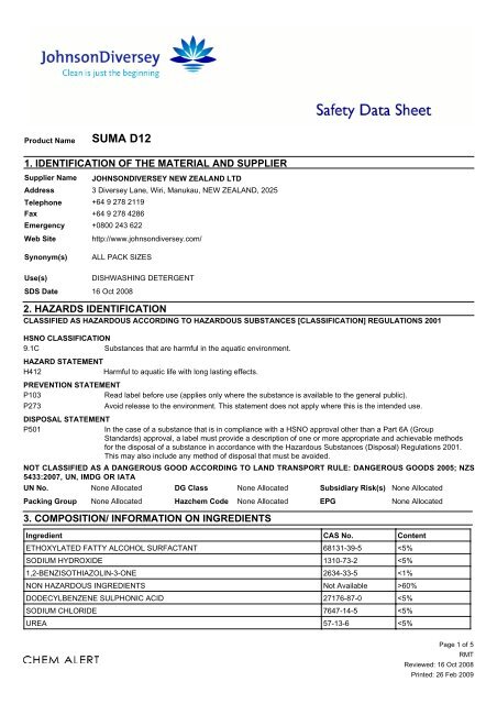 SUMA D12 - Waiwhetu Distributors Ltd