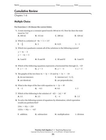 cumulative review 1-6 - MathChamber