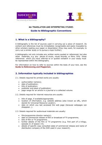 MA TRANSLATION AND INTERPRETING STUDIES Guide to ...