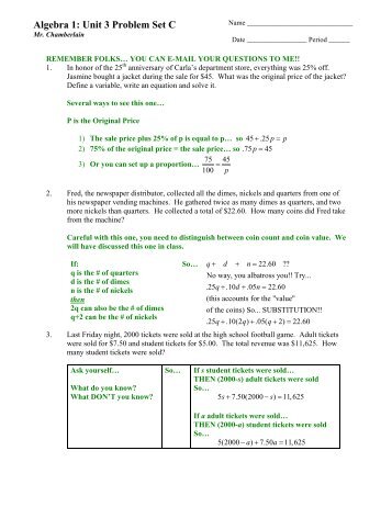 Unit 3 Problem Set C - MathChamber