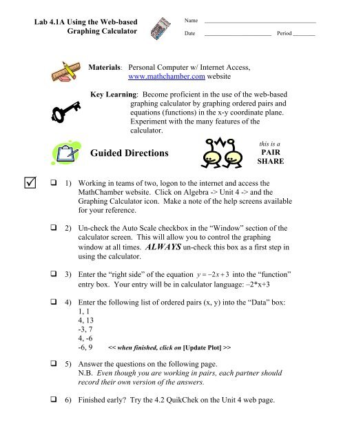 Using the Web-based Graphing Calculator - MathChamber