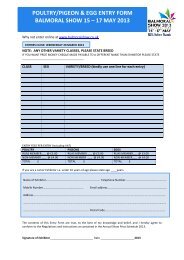 ENTRY FORM FOR POULTRY, PIGEONS & EGGS - Balmoral Show