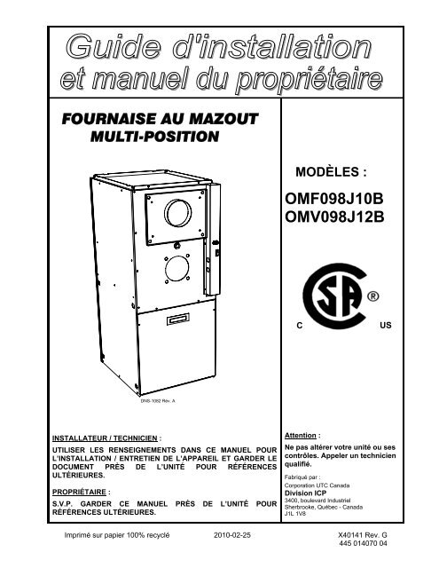 OMF098J10B OMV098J12B - Wolseley Canada Inc