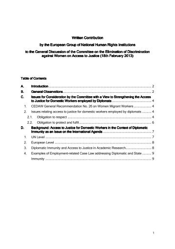 CEDAW Access to Justice Submission European Group NHRIs