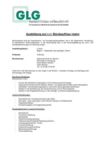 Ausbildung zur/zum BÃ¼rokauffrau/-mann