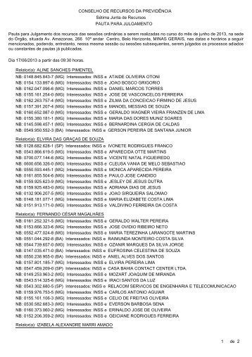 Pauta de julgamento nÂº 486 a 491