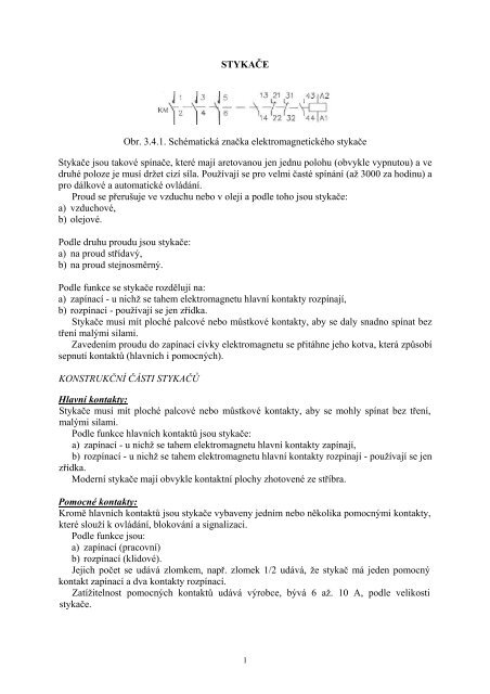 STYKAÄE Obr. 3.4.1. SchÃ©matickÃ¡ znaÄka elektromagnetickÃ©ho ...