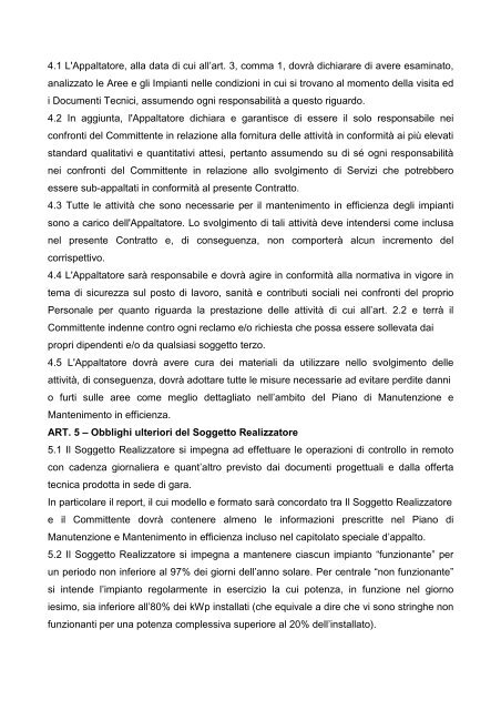 CONTRATTO MANUTENZIONE DEF - Comune di Montecchio Emilia