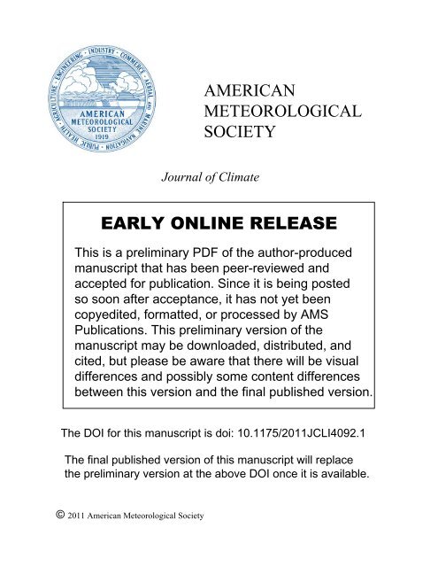 Seasonality of the Pacific decadal oscillation - Climate Prediction ...