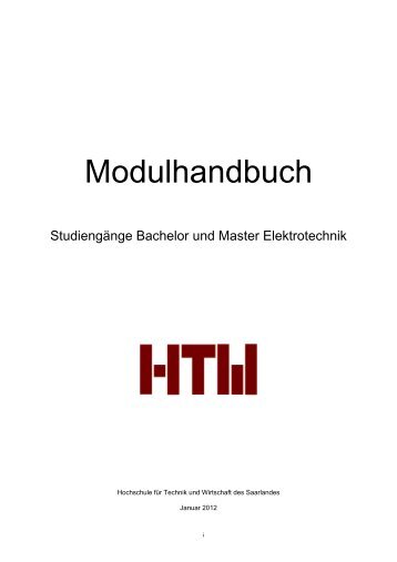 Modulhandbuch 17.01.2012 - an der Hochschule für Technik und ...