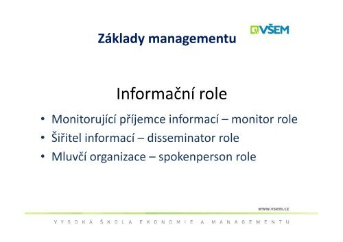 ZÃ¡klady managementu 1 - VÅ EM