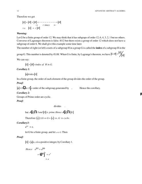 Advanced Abstract Algebra - Maharshi Dayanand University, Rohtak