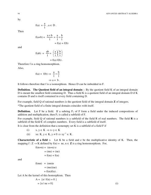 Advanced Abstract Algebra - Maharshi Dayanand University, Rohtak