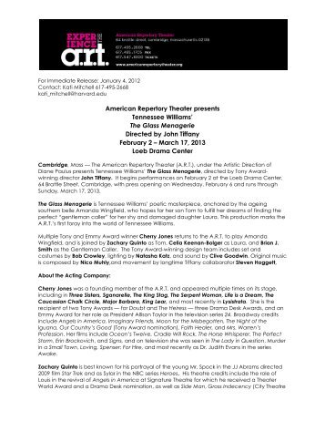 Glass Menagerie perf release.pdf - American Repertory Theater