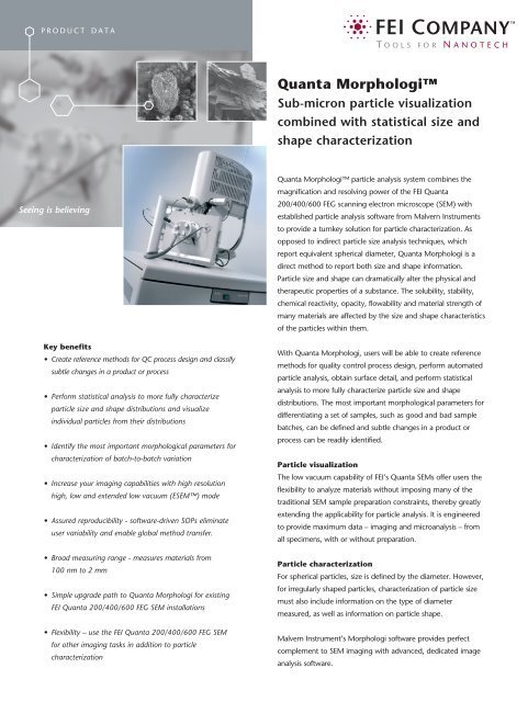 Quanta Morphologi Datasheet - FEI Company