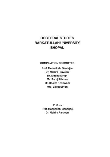 Bu bhopal phd course work syllabus