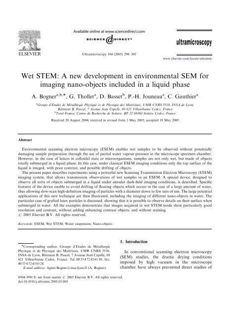 Wet STEM: A newdevelopment in environmental SEM for imaging ...