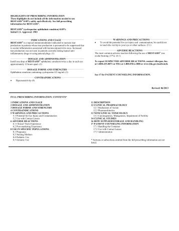 RESTASIS® Prescribing Information - Allergan