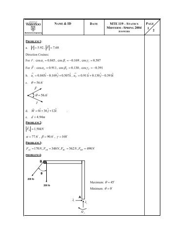 Midterm Answers - Mechanical and Mechatronics Engineering