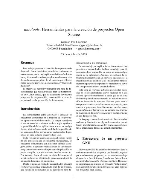 autotools: Herramientas para la creación de proyectos Open Source