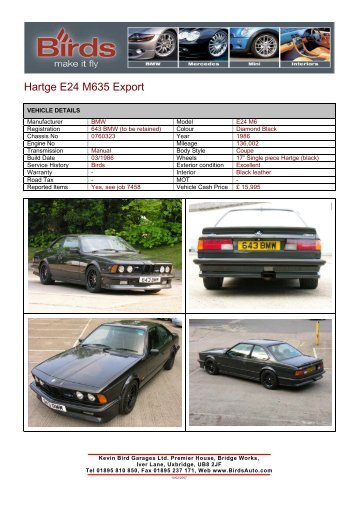 Hartge E24 M635 Export - Birds