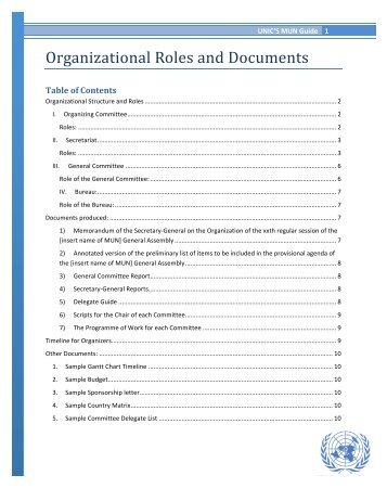 Organizational Roles and Documents - UNICs