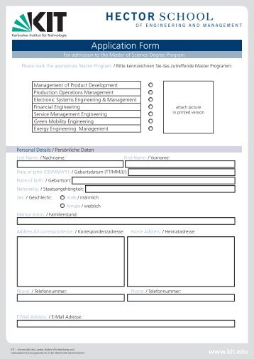 Application Form - HECTOR School - KIT